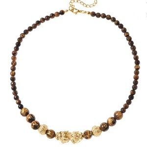 Feng Shui Yellow Tiger’s Eye Beaded Pi Xiu Necklace